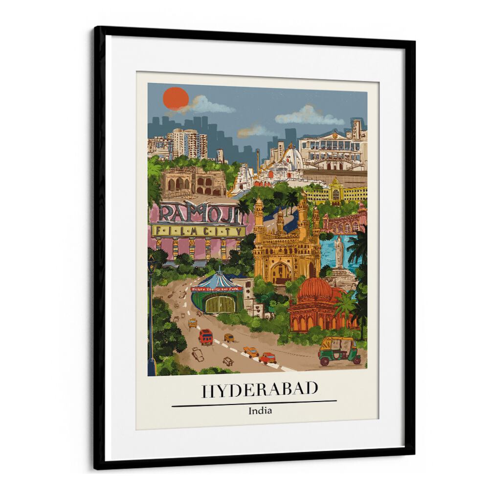 Explore the vibrant charm of Hyderabad with Saumya Agarwal's stunning travel poster, perfect for art lovers.