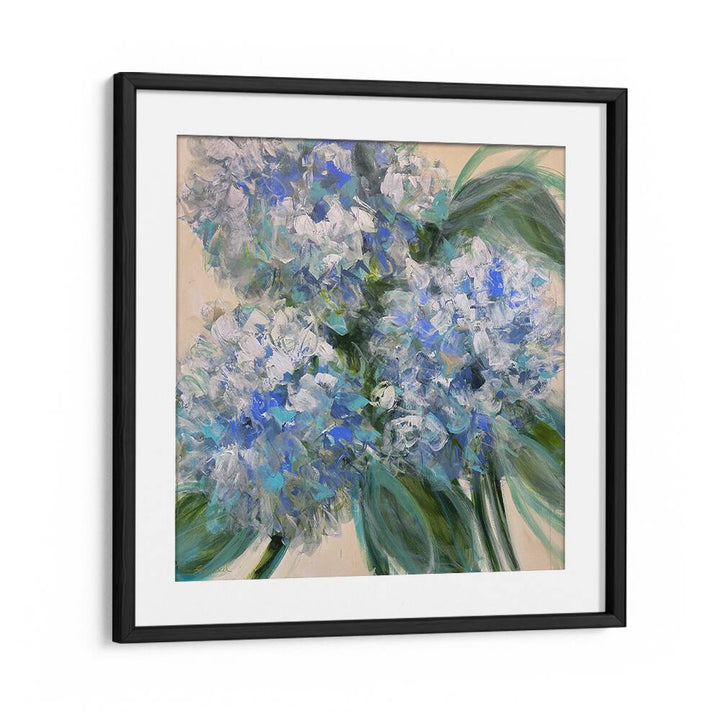 Stunning AZURE BLOOM, FLORAL FLOWER PAINTINGS with vibrant blues and greens, perfect for modern decor.