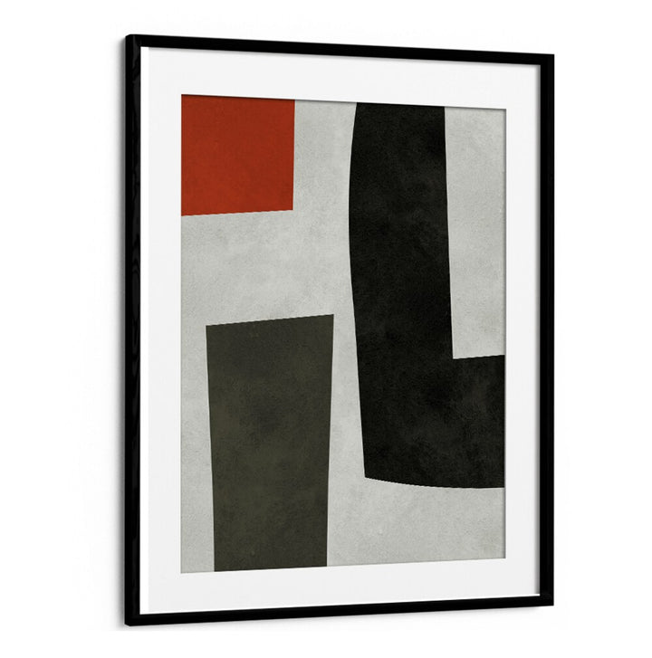 Contemporary geometric art print in black and red, part of the MODERN SHAPES V, GEOMETRIC ART PRINTS collection.
