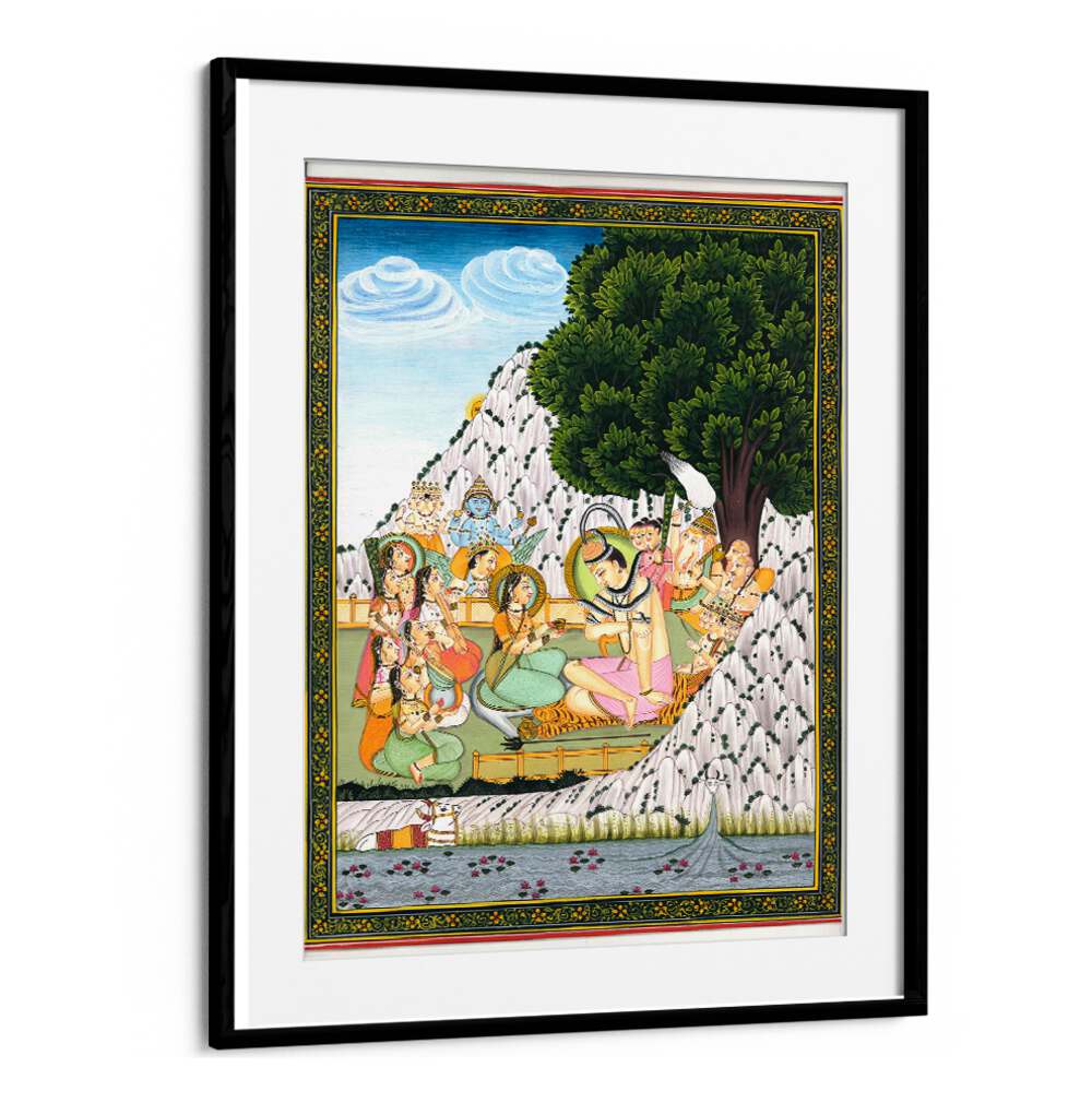 LORD SHIVA TAKING BHANG, INDIAN ART PAINTINGS beautifully illustrates divine essence and vibrant Indian culture.