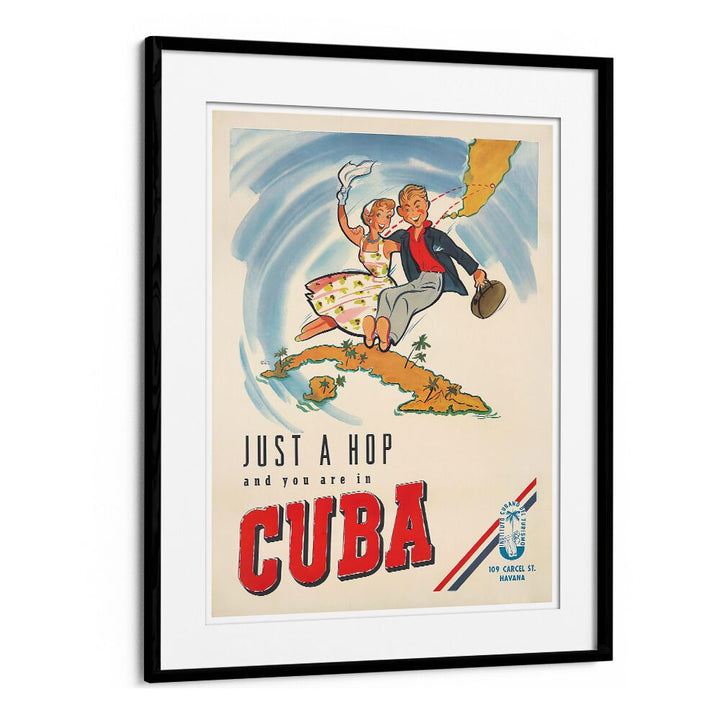 CUBA I, VINTAGE TRAVEL POSTERS showcase a lively couple enjoying Cuba's vibrant spirit, perfect for any decor.