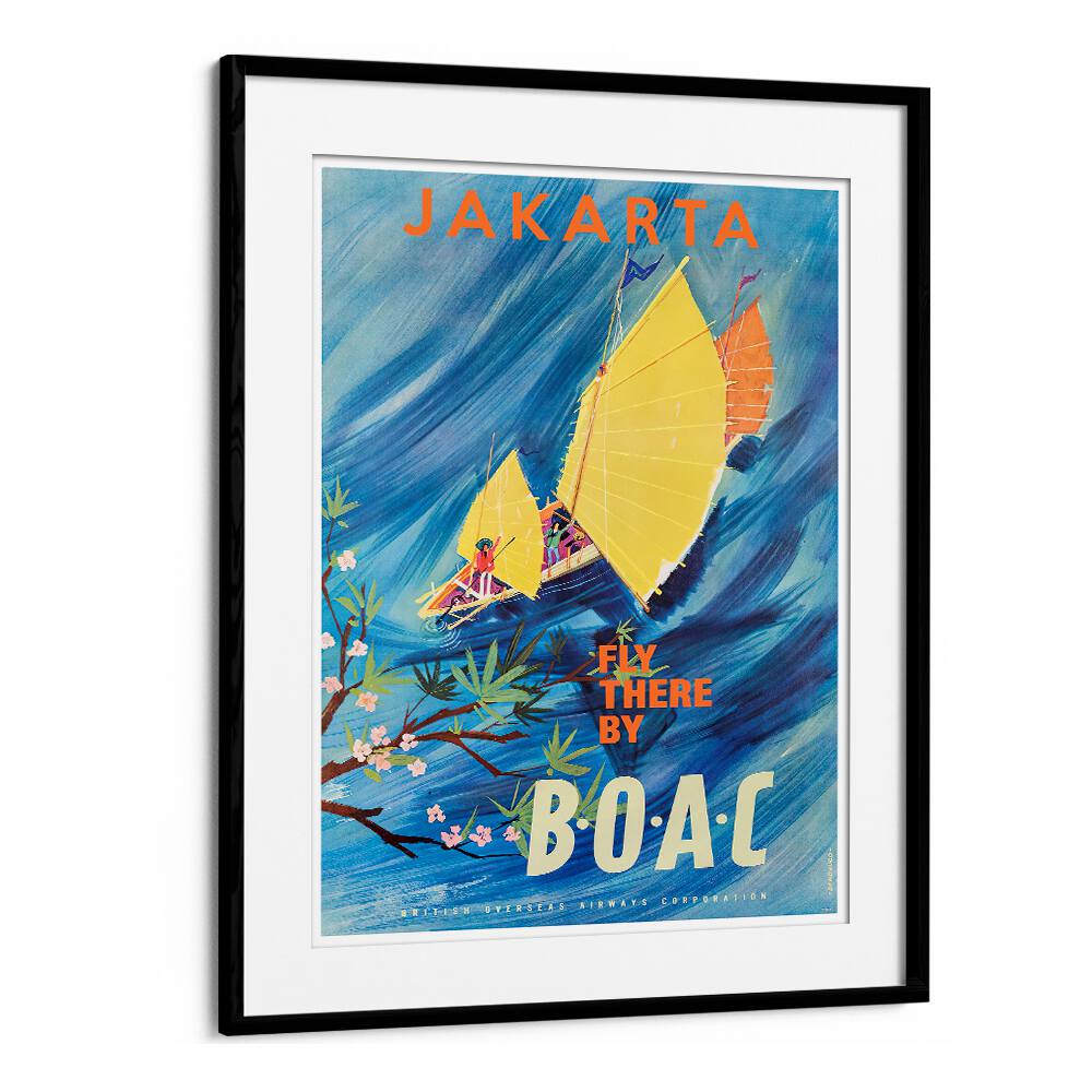 Stunning JAKARIA Vintage Travel Posters featuring Jakarta sailboats, perfect for home decor or travel enthusiasts.