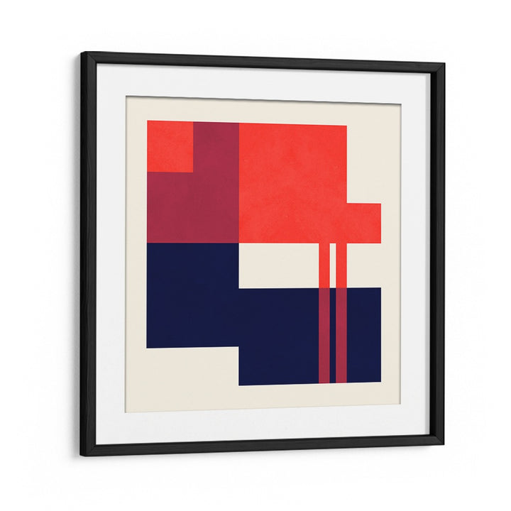 Vibrant COLORFUL 5, GEOMETRIC ART PRINTS featuring bold reds and deep blues, perfect for modern decor. Enhance your space!