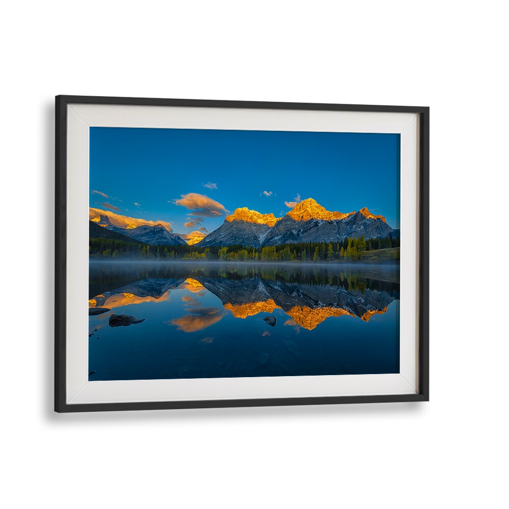 Stunning landscape reflecting dawn light in the Canadian Rockies, perfect for wall decor—A PERFECT MORNING IN CANADIAN ROCKIES , PHOTOGRAPHY PRINTS.