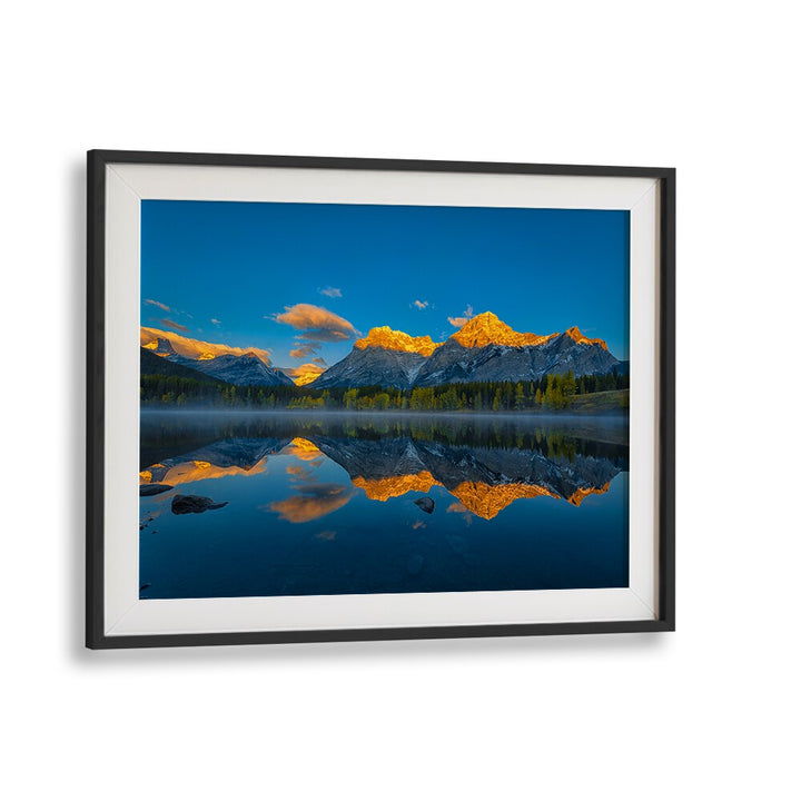 Stunning landscape reflecting dawn light in the Canadian Rockies, perfect for wall decor—A PERFECT MORNING IN CANADIAN ROCKIES , PHOTOGRAPHY PRINTS.