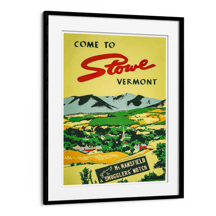 Vermont Vintage Travel Posters showcasing Stowe's scenic beauty, perfect for home or office decor.