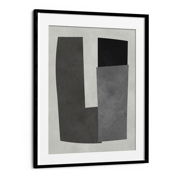 Stylish MODERN SHAPES X, GEOMETRIC ART PRINTS in black and grey, perfect for contemporary home decor.