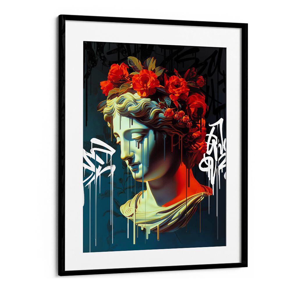 VANDAL CASANDRA, ALTERED ART PRINTS by DIKHOTOMY, features a striking modern art piece with floral accents.