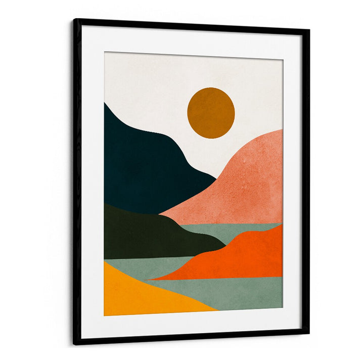 Colorful abstract hills and sun in WATERCOLOR VI, LANDSCAPE PAINTINGS, perfect for transforming your living space.