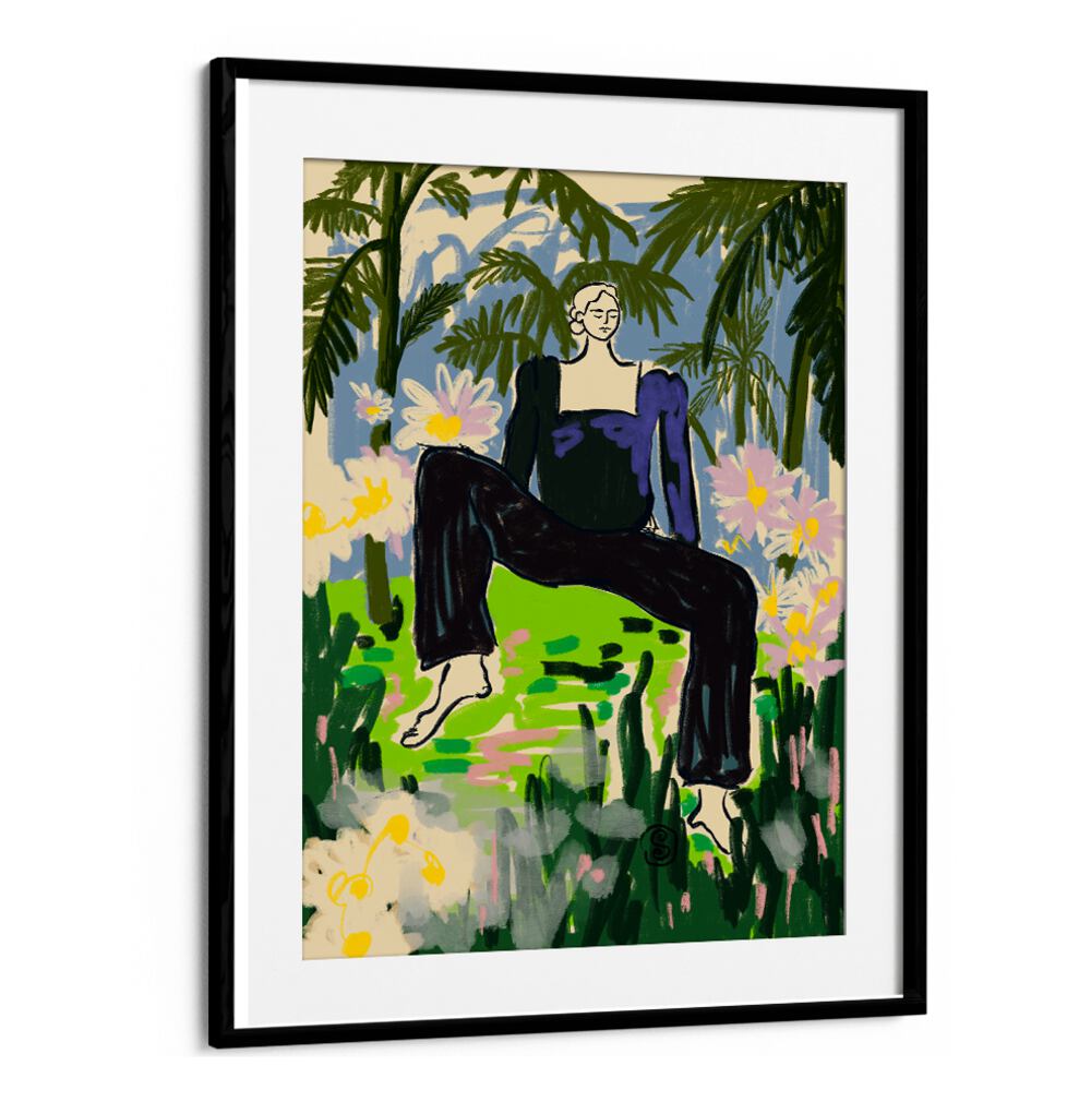 Vibrant art print titled "LISTEN TO THE SILENCE, VIBRANT" showcasing a colorful scene for creative spaces.