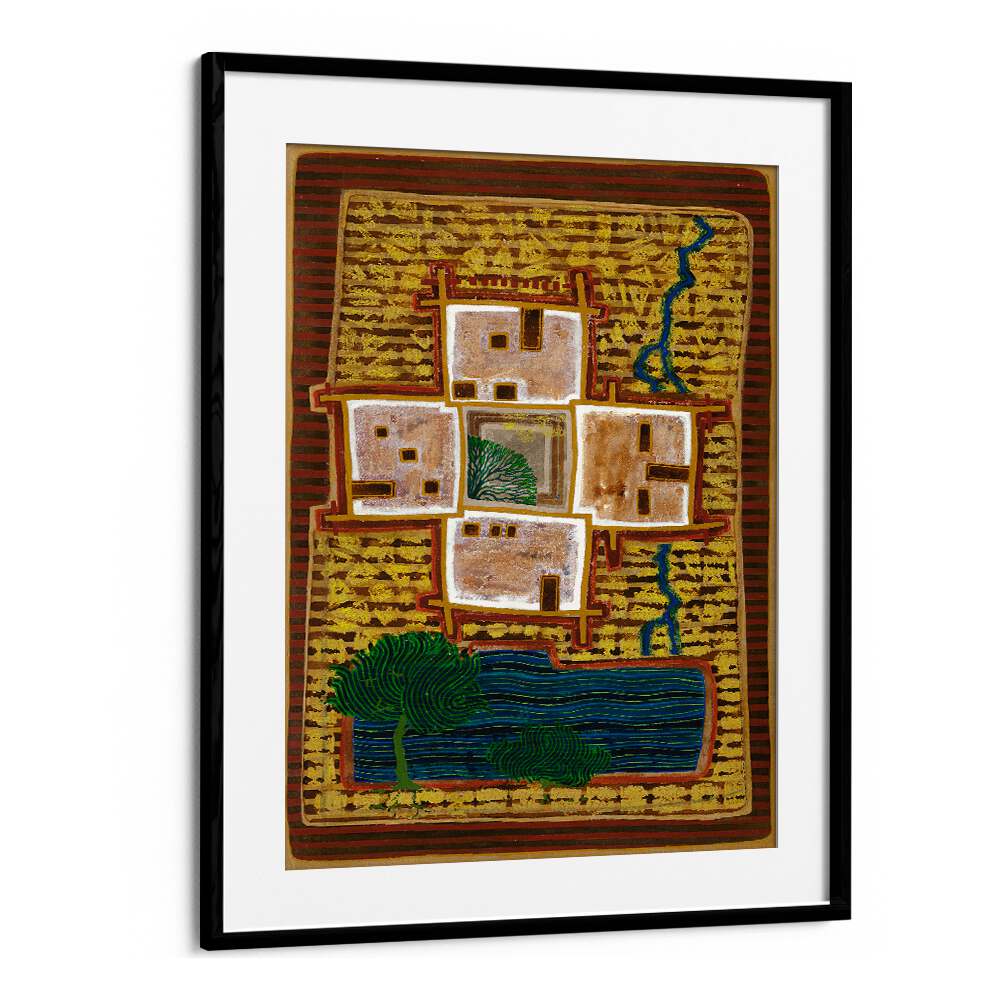 Discover "A SHADOWY CORNER, LANDSCAPE PAINTINGS," featuring a vibrant abstract view of homes and nature.