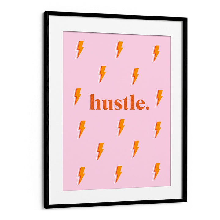 Stylish HUSTLE, FASHION POSTERS with vibrant lightning bolts, perfect for energizing any home or office space.