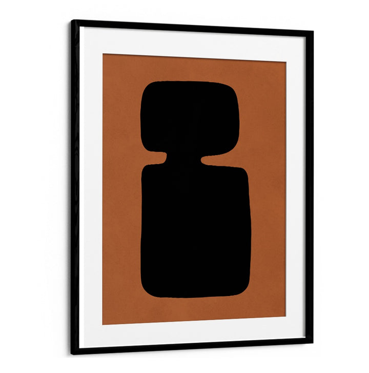 Stylish TRIBAL SHAPES XVIII, GEOMETRIC ART PRINTS featuring bold black design on warm background for vibrant decor.