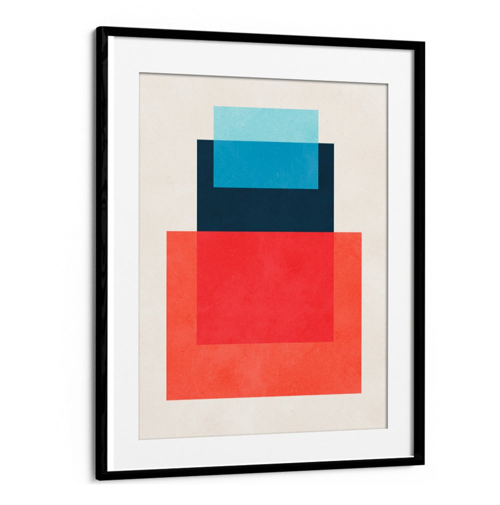 Framed OVERLAPPING IX, GEOMETRIC ART PRINTS showcasing vibrant shapes, perfect for modern decor in any contemporary space.