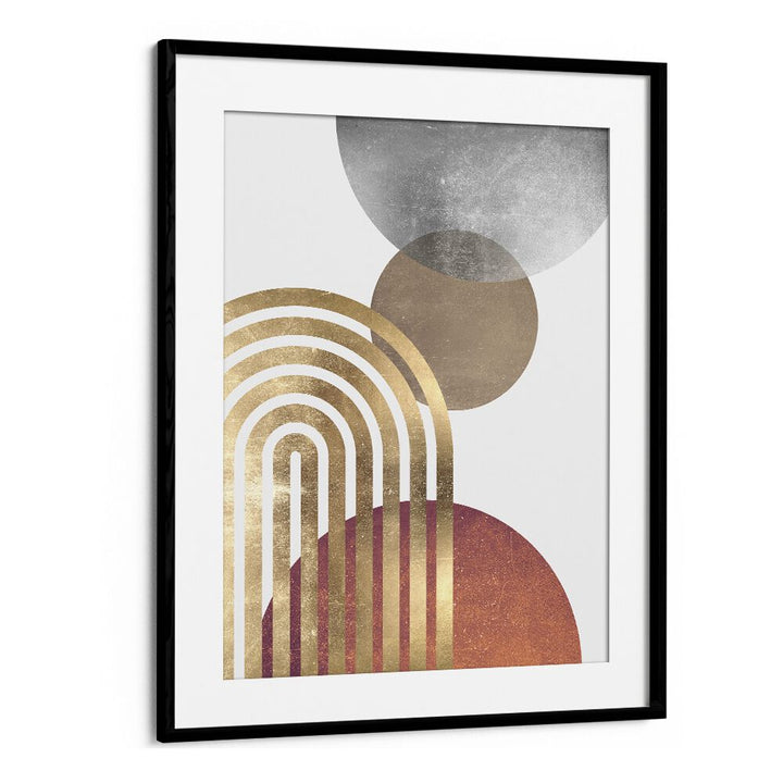 Stylish COMPOSITION LINES AND CIRCLES II, BOHO ART PAINTINGS featuring vibrant colors and modern geometric shapes.