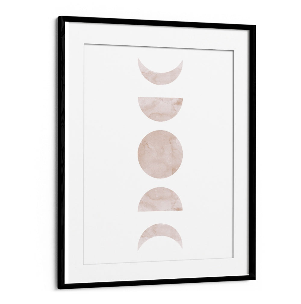 Elegant WATERCOLOR III, BOHO ART PAINTINGS featuring soft, modern abstract circles in a stylish black frame.