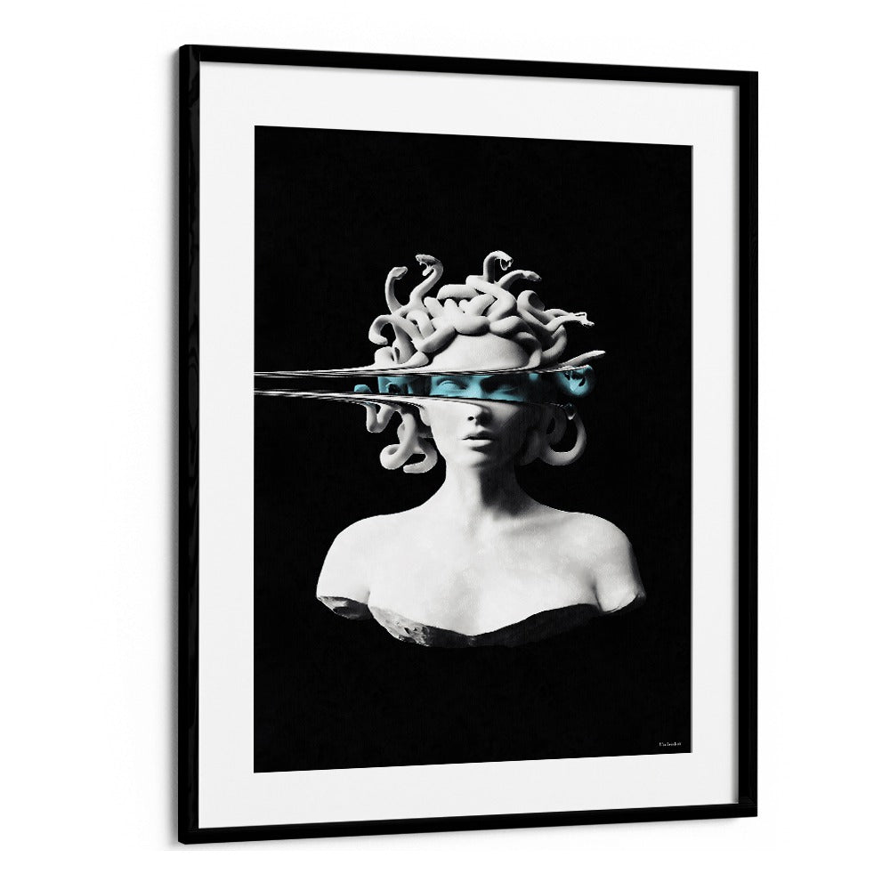 Captivating PORTRAIT OF MEDUSA, ALTERED ART PRINTS by UNDERDOTT, showcasing a unique blend of classic and modern artistry.