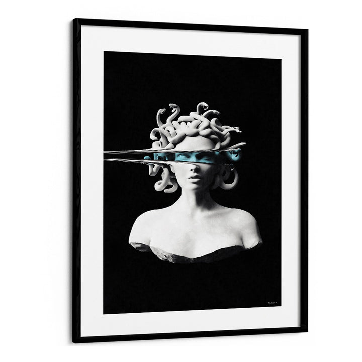 Captivating PORTRAIT OF MEDUSA, ALTERED ART PRINTS by UNDERDOTT, showcasing a unique blend of classic and modern artistry.