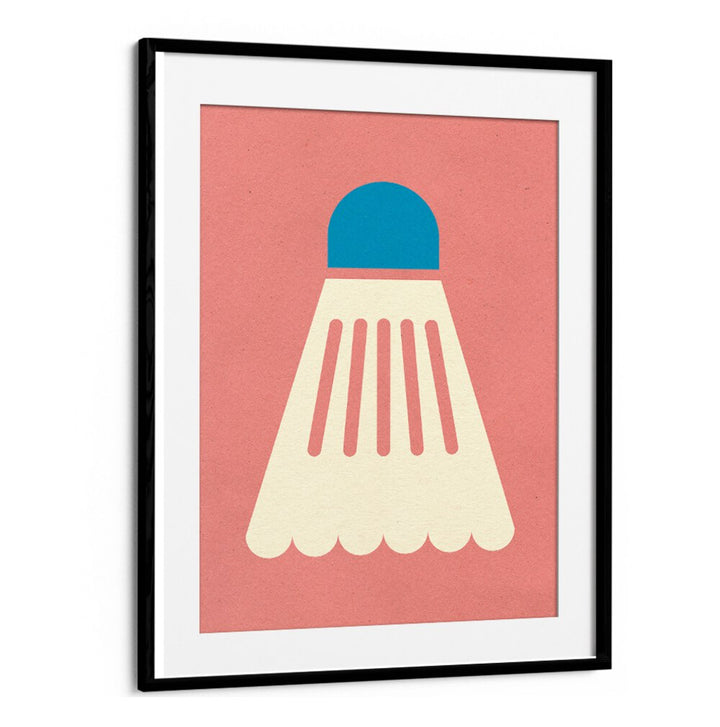 Stylish BADMINTIN WHITE BLUE sports poster featuring a badminton shuttlecock design, perfect for sports enthusiasts.