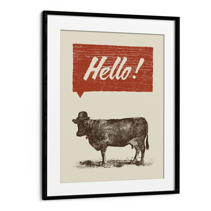 HELLO, QUOTES poster featuring a charming cow design, perfect for adding personality to your space.
