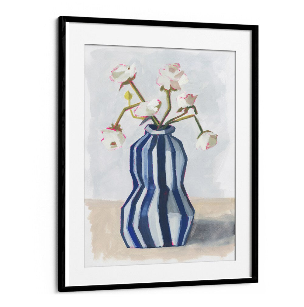Brighten your space with FLOWERS IN A STRIPED VASE II, a stunning blend of elegance and modern design.