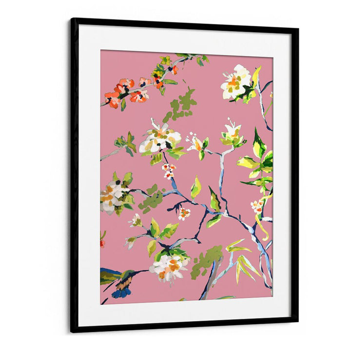 Brighten your space with DINING ROOM WALLS PINK I, FLORAL FLOWER PAINTINGS, showcasing vibrant floral art on pink.