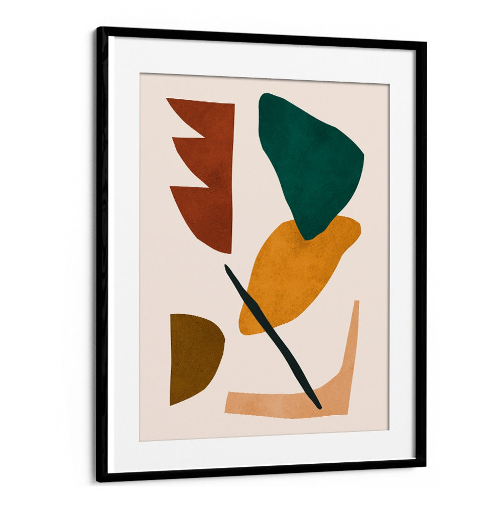 Colorful abstract design featuring bold shapes in an elegant frame, perfect for EXPRESSIVE, BOHO ART PAINTINGS.