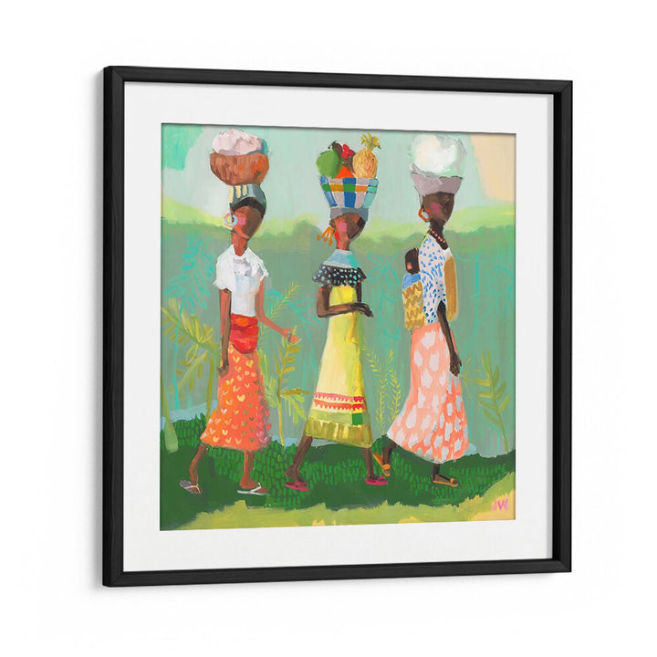 Colorful figurative illustration from BACK FROM THE MARKET, PORTRAITS collection, showcasing vibrant cultural expressions.
