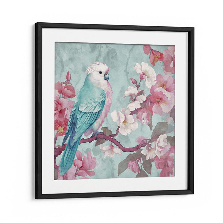 Sakura Spring Bird, Animal Paintings by Andrea Haase features a vibrant bird amid delicate blossoms, perfect for home decor.