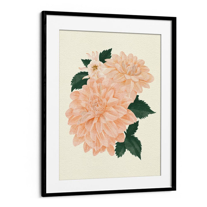 Elegant AQUAA CREAL CANVAS CHIFFON floral flower paintings showcasing beautiful peach blooms and lush green leaves.