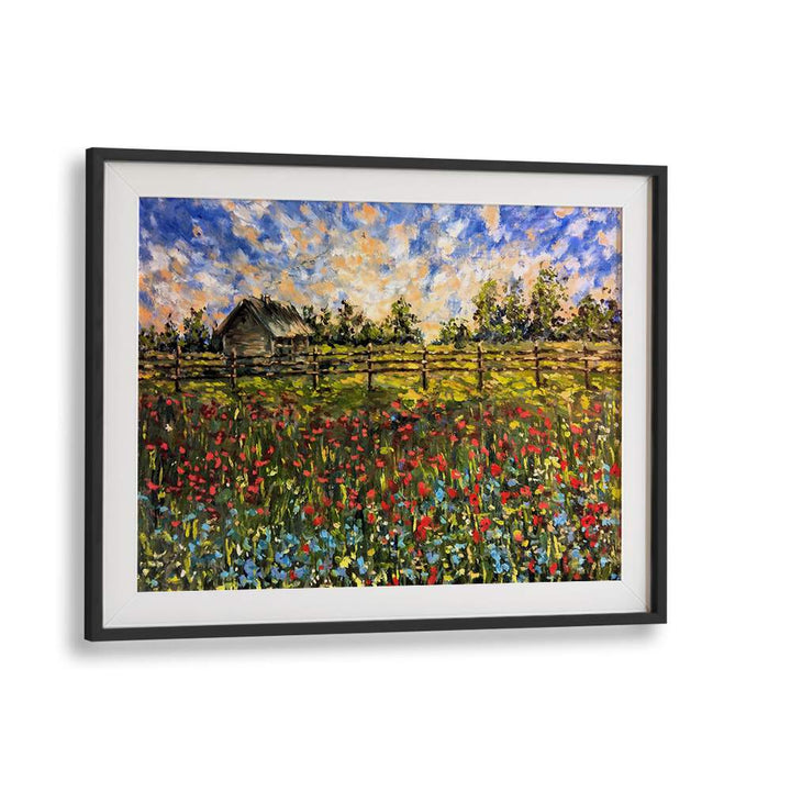 Vibrant flowers and a rustic cabin highlight our COUNTRYSIDE, LANDSCAPE PAINTINGS, perfect for enhancing your space.