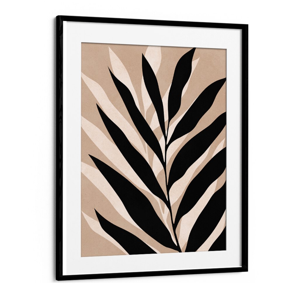 Beautiful black and beige leaf design in TROPICAL II, BOHO ART PAINTINGS, perfect for enhancing any space.
