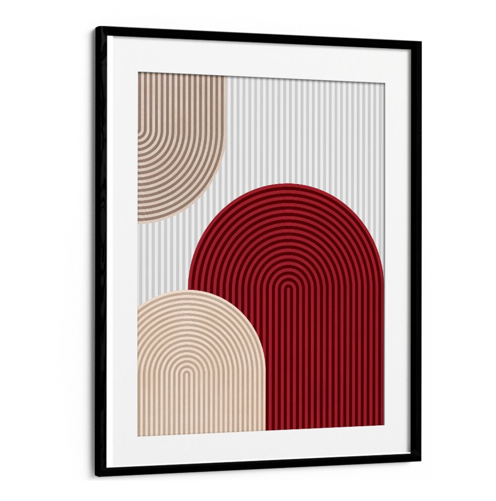 Elegant SEMICIRCLES IV, GEOMETRIC ART PRINTS showcasing rich colors and lines, perfect for modern decor and creativity.