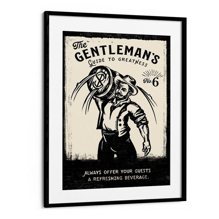 Stylish GENTLEMAN, BAR art print featuring a vintage bartender, perfect for cafes and home decor.