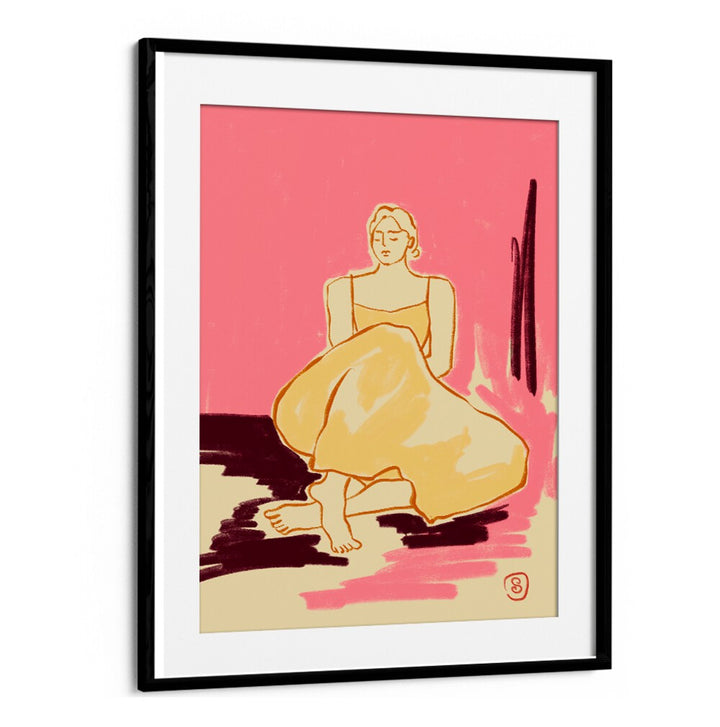 Stunning PINK DREAM, VIBRANT art print featuring a serene figure, perfect to energize your space with color.
