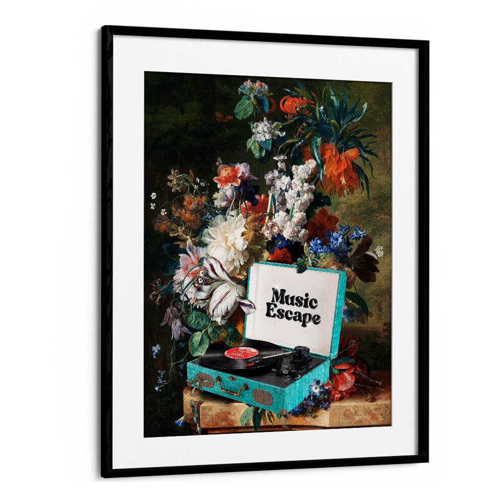 Vibrant MUSIC ESCAPE, FLORAL FLOWER PAINTINGS by Dikhotomy, blending musical harmony with floral beauty.