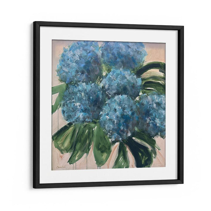 Vibrant BLUE HYDRANGEAS WITH LEAVES, FLORAL FLOWER PAINTINGS enhance your home decor with stunning floral artistry.