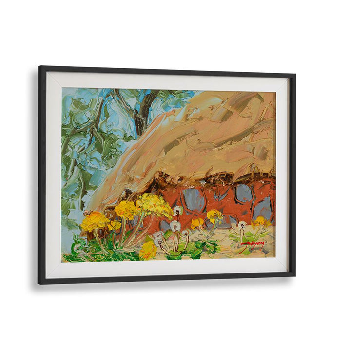 Vibrant DANDELION CANVAS, FLORAL FLOWER PAINTINGS showcasing bright yellow blooms against a textured backdrop.