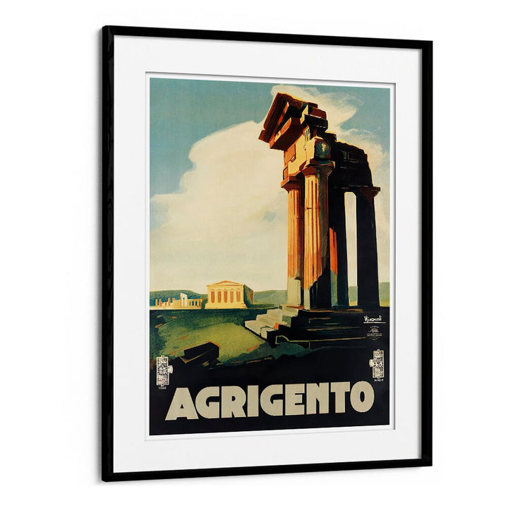 Stunning AGRIGENTO, VINTAGE TRAVEL POSTERS showcase the beauty of Italy's historic architecture in vibrant colors.