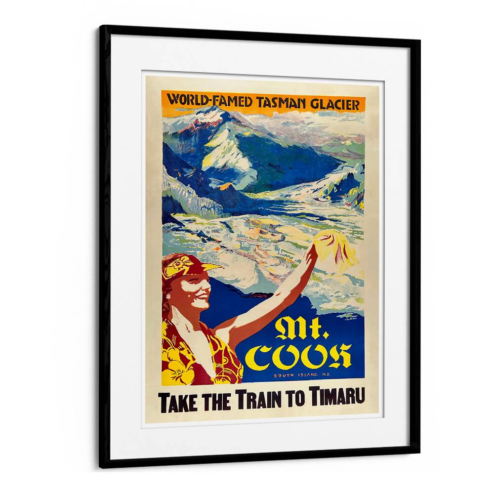 Colorful MT COOS Vintage Travel Posters featuring the Tasman Glacier, perfect for nostalgic home decor.