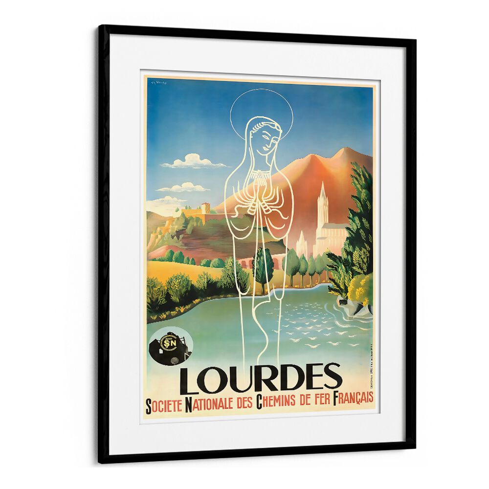 LOURDES, VINTAGE TRAVEL POSTERS showcase artistic elegance and nostalgia, capturing the essence of a revered pilgrimage site.