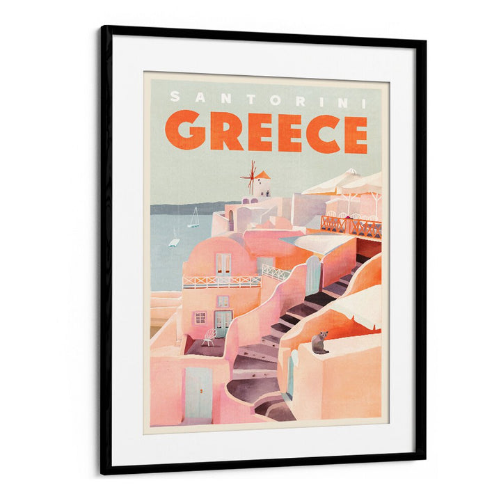 Vintage travel poster showcasing the beauty of Santorini, Greece, perfect for GREECE SANTORINI, TRAVEL POSTERS lovers.