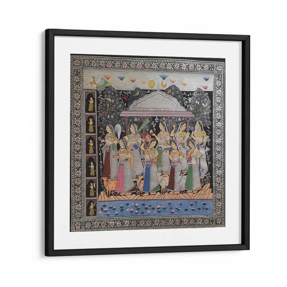 Exquisite KRISHNA GOPIKA, INDIAN ART PAINTINGS showcasing the enchanting bond of Lord Krishna and Gopika. Perfect for decor.