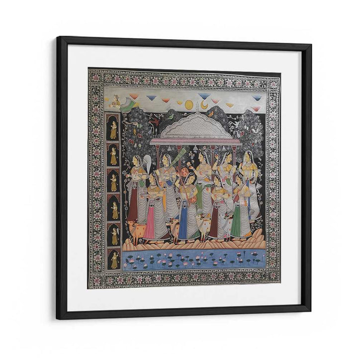 Exquisite KRISHNA GOPIKA, INDIAN ART PAINTINGS showcasing the enchanting bond of Lord Krishna and Gopika. Perfect for decor.