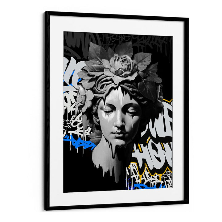 Elevate your decor with STREET SELENE, ALTERED ART PRINTS by Dikhotomy, showcasing urban creativity in striking style.