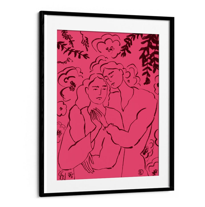 Vibrant art print showcasing two figures holding hands, perfect for adding intimacy with HOLDING HANDS PINK, VIBRANT colors.