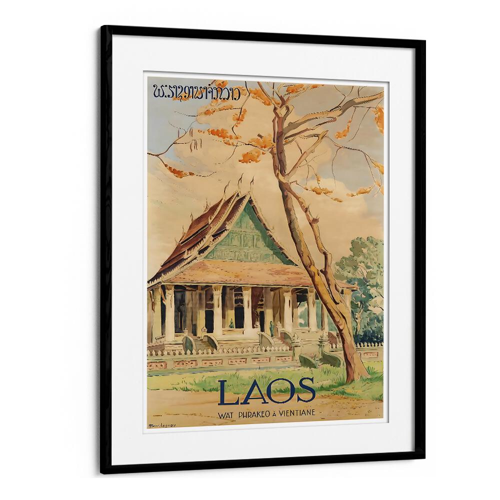 Elegant LAOS I, VINTAGE TRAVEL POSTERS showcasing Wat Phra Keo's beauty, perfect for travel enthusiasts and home decor.