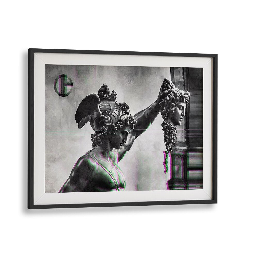 Captivating altered art print of Perseus with the Head of Medusa, perfect for transforming your space by Underdott.