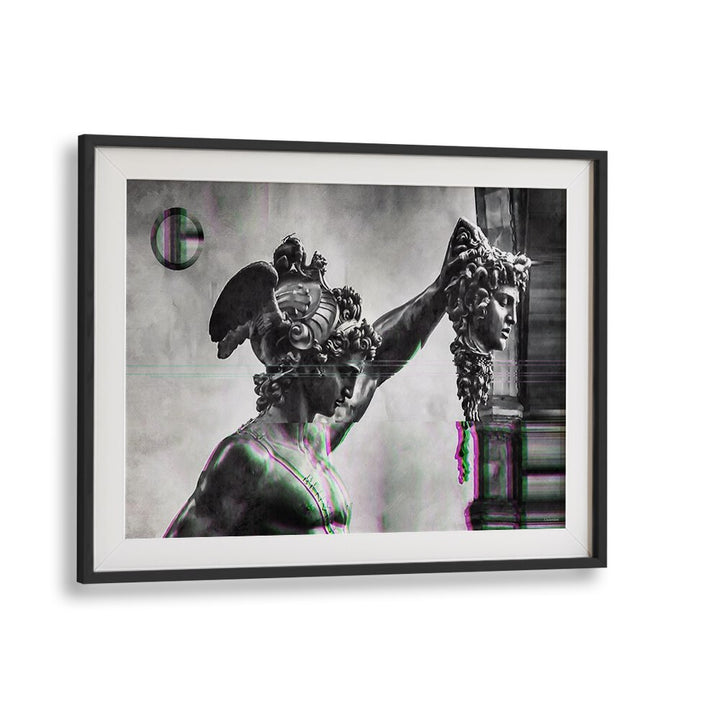 Captivating altered art print of Perseus with the Head of Medusa, perfect for transforming your space by Underdott.