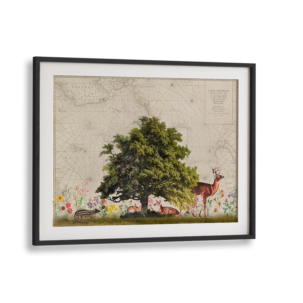 Serene woodland scene featuring wildlife in "NORDIC WOODS II, ANIMAL PAINTINGS" by Andrea Haase for nature lovers.